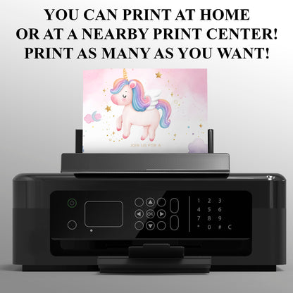 Unicorn Birthday Invitation Template - CreativeRino