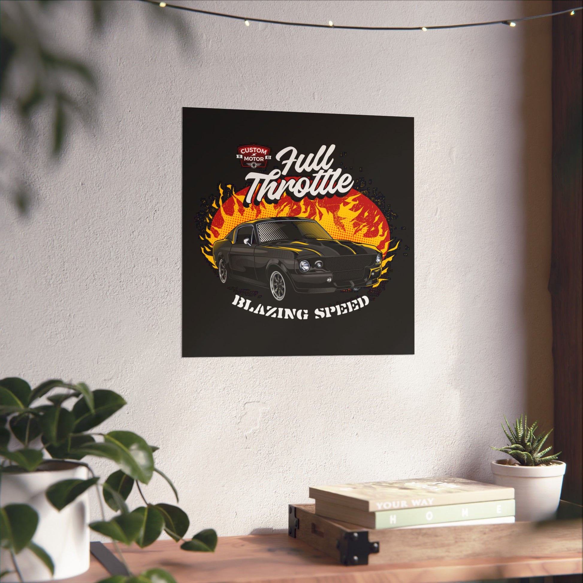 Full Throttle Vintage Car Poster - Blazing Speed Wall Art - CreativeRino