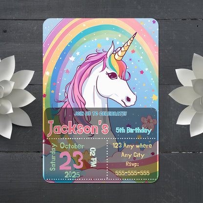 Unicorn Birthday Invitation Template - CreativeRino