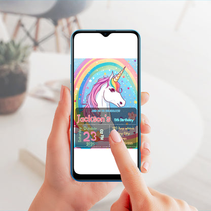 Unicorn Birthday Invitation Template - CreativeRino