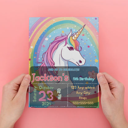 Unicorn Birthday Invitation Template - CreativeRino