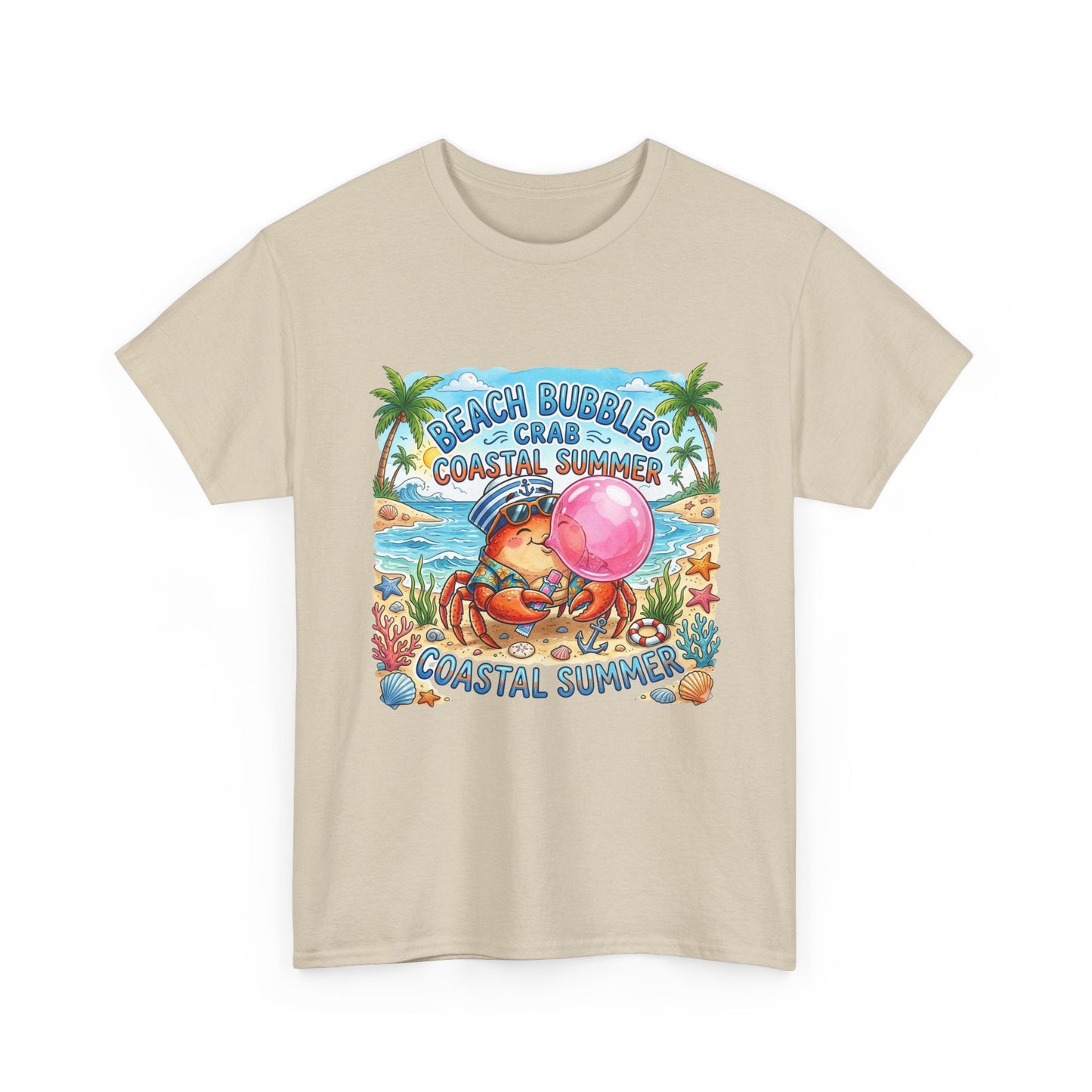 Beach Bubbles Crab Coastal Summer T-Shirt Printify