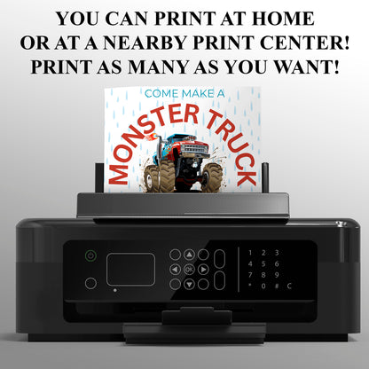 Monster Truck Splash Birthday Invitation Template - CreativeRino