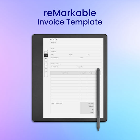 reMarkable 2 Invoice Template Planner Template