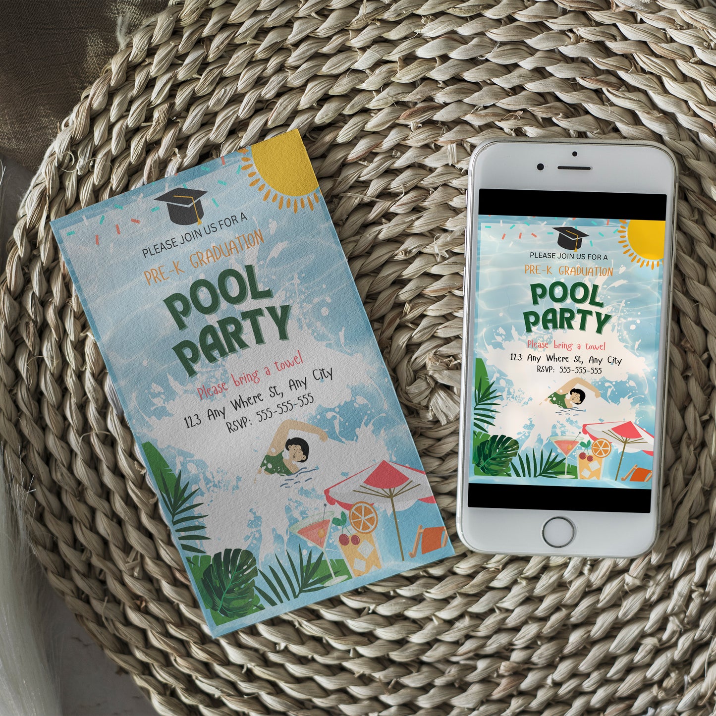 Pre-K Graduation Pool Party Invitation Template