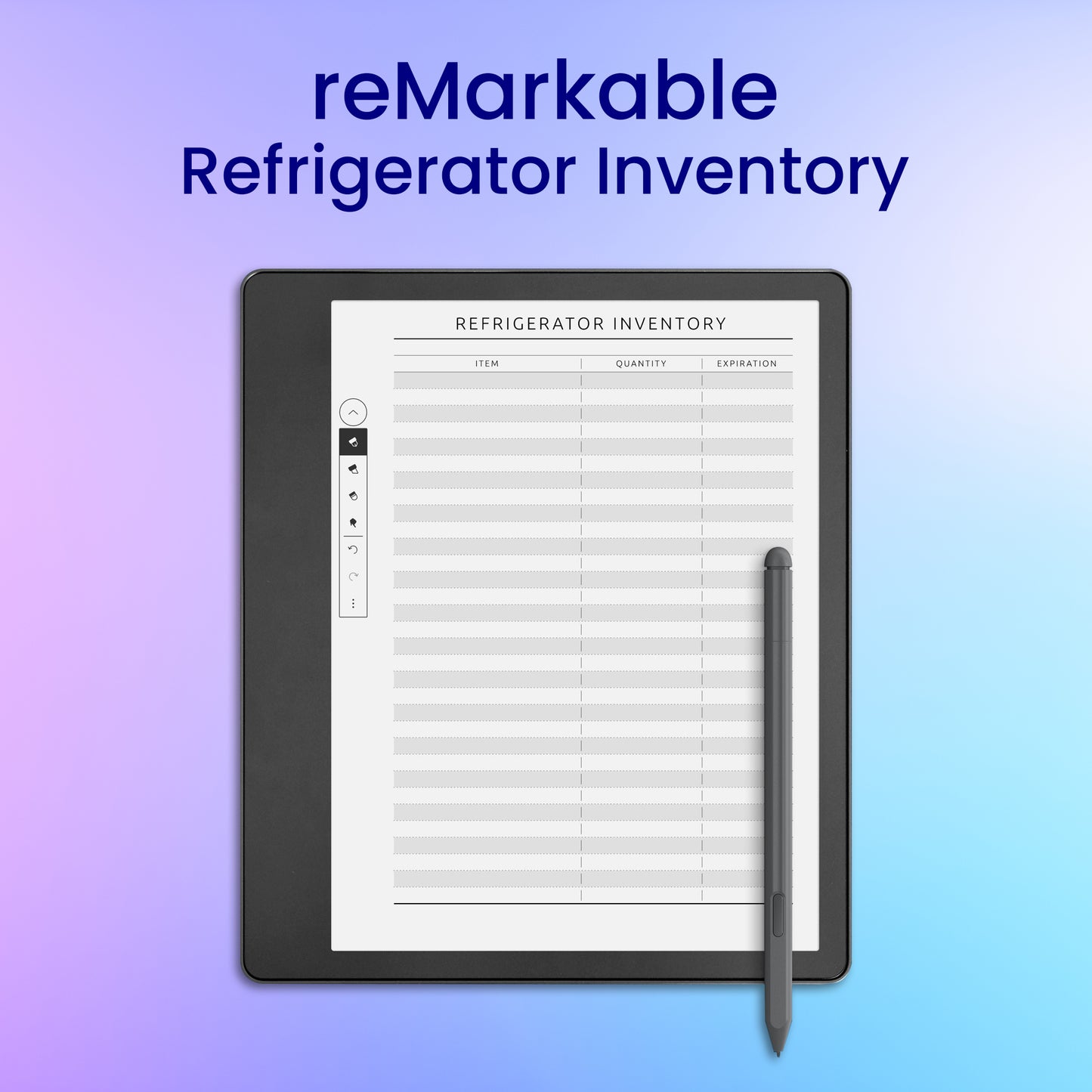 reMarkable 2 Refrigerator Inventory Planner Template