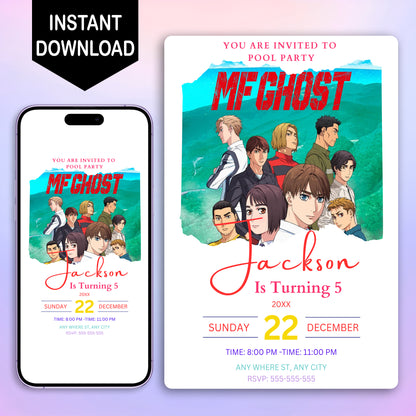 MF Ghost Birthday Invitation Template - CreativeRino