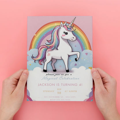 Unicorn Birthday Invitation Template - CreativeRino
