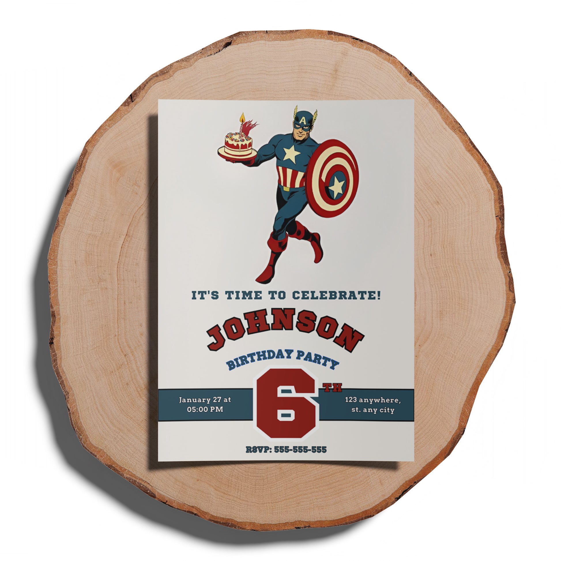 Captain America Birthday Invitation Template - CreativeRino