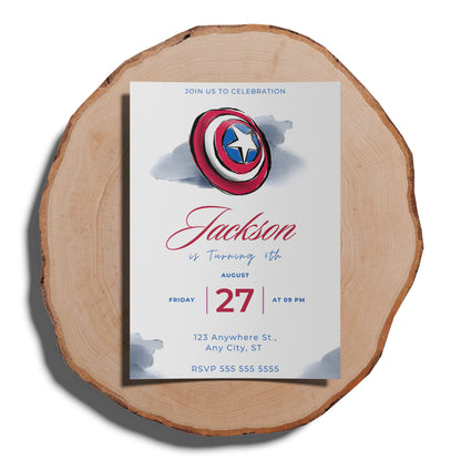 Captain America Birthday Invitation Template - CreativeRino