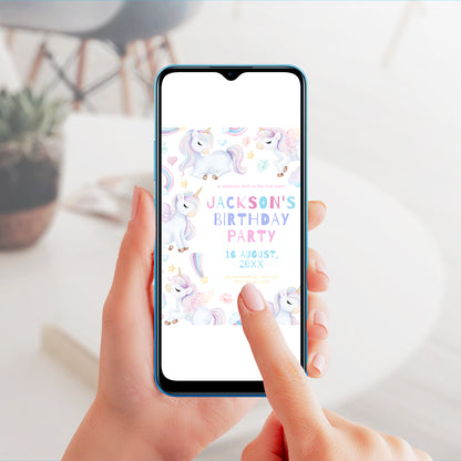Unicorn Birthday Invitation Template - CreativeRino