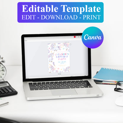 Unicorn Birthday Invitation Template - CreativeRino