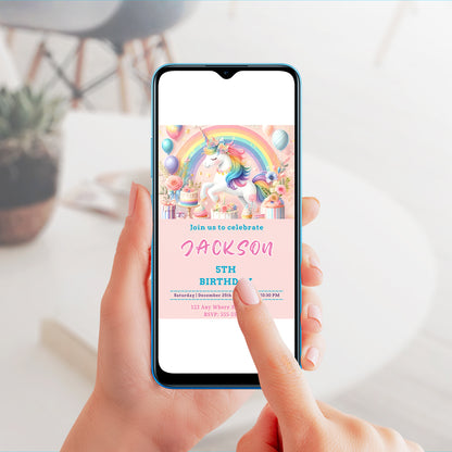 Unicorn Birthday Invitation Template - CreativeRino