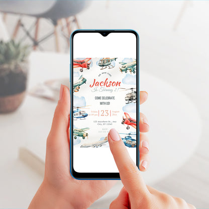 Airplane Birthday Invitation Template - CreativeRino