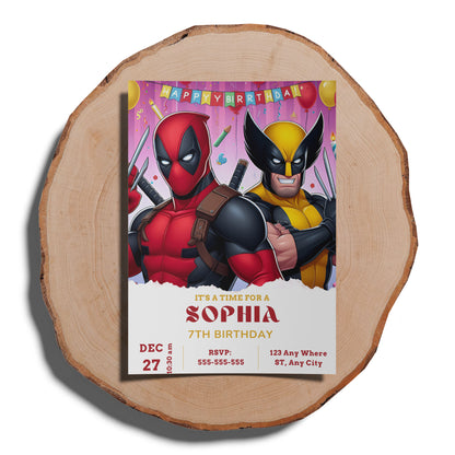 Deadpool & Wolverine Birthday Invitation Template - CreativeRino