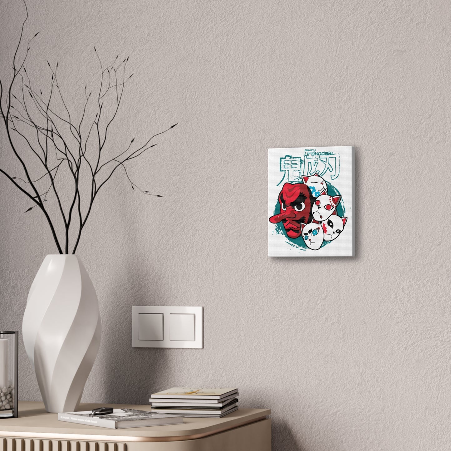 Anime-Inspired Canvas Art - Urokodaki Masks Wall Decor - CreativeRino