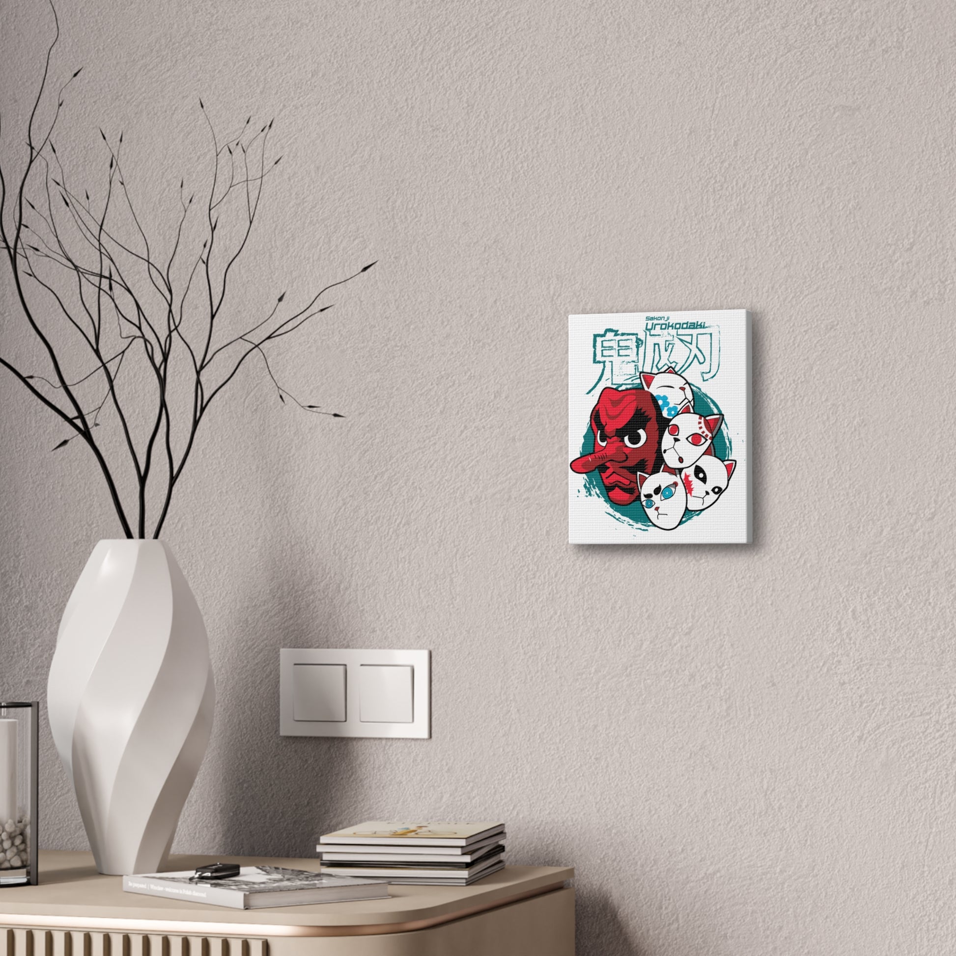 Anime-Inspired Canvas Art - Urokodaki Masks Wall Decor - CreativeRino