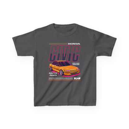 Honda Civic Kids Heavy Cotton™ Tee - Build for Passion - Perfect T-shirt for Young Car Enthusiasts - CreativeRino