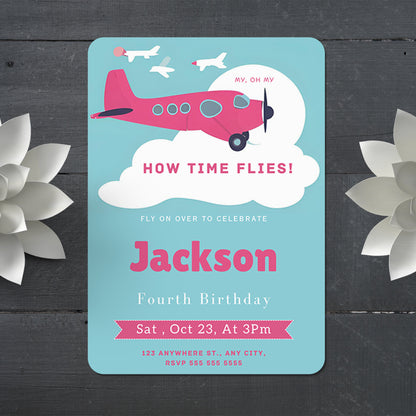 Airplane Birthday Invitation Template - CreativeRino