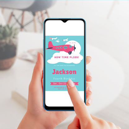 Airplane Birthday Invitation Template - CreativeRino