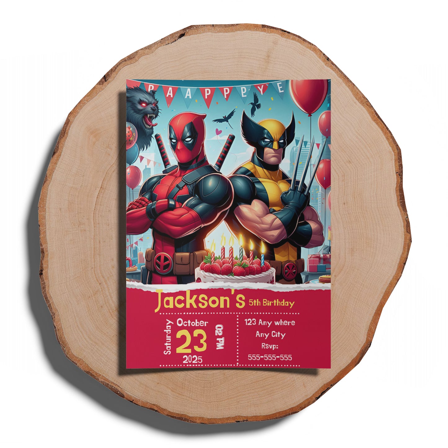 Deadpool & Wolverine Birthday Invitation Template - CreativeRino