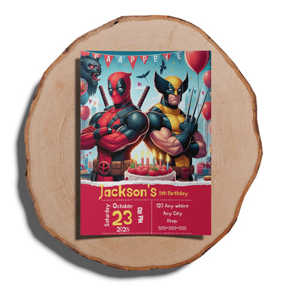 Deadpool & Wolverine Birthday Invitation Template - CreativeRino