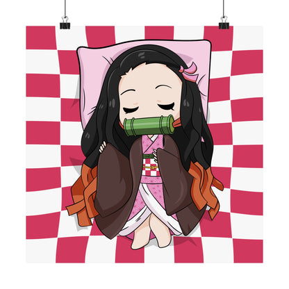 Chibi Zen Demon Slayer Poster - Cozy Atmosphere Art for Anime Fans - CreativeRino