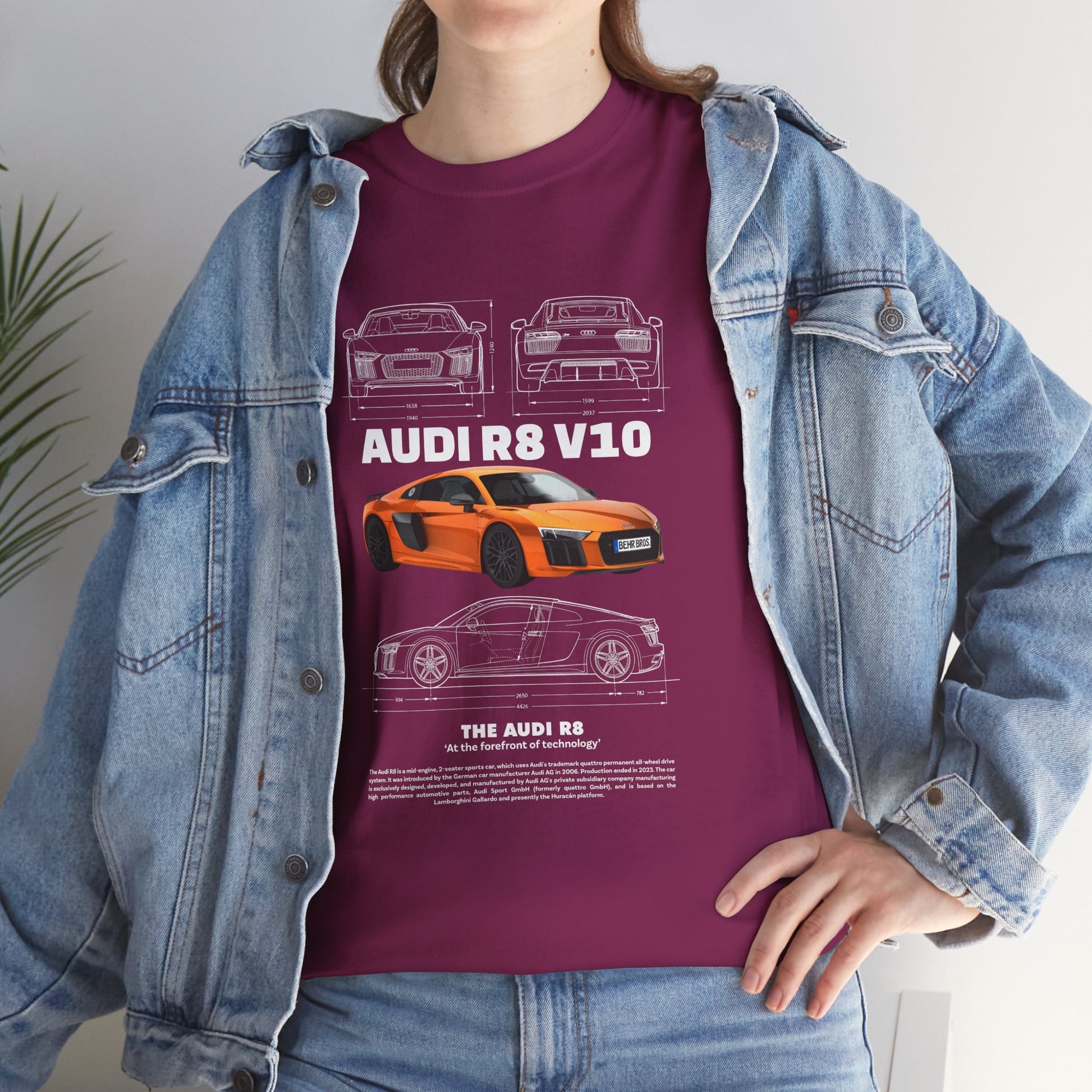 AUDI R8 V10 Car Graphic Tee - Unisex Heavy Cotton Tee for Auto Enthusiasts - CreativeRino