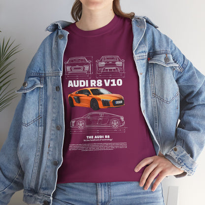 AUDI R8 V10 Car Graphic Tee - Unisex Heavy Cotton Tee for Auto Enthusiasts - CreativeRino