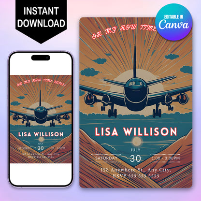 Airplane Birthday Invitation Template - CreativeRino