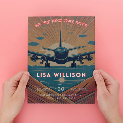 Airplane Birthday Invitation Template - CreativeRino