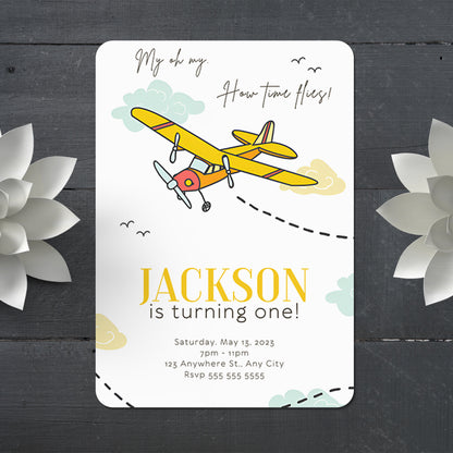 Airplane Birthday Invitation Template - CreativeRino
