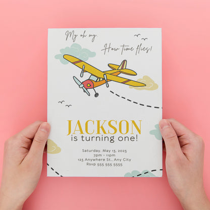 Airplane Birthday Invitation Template - CreativeRino