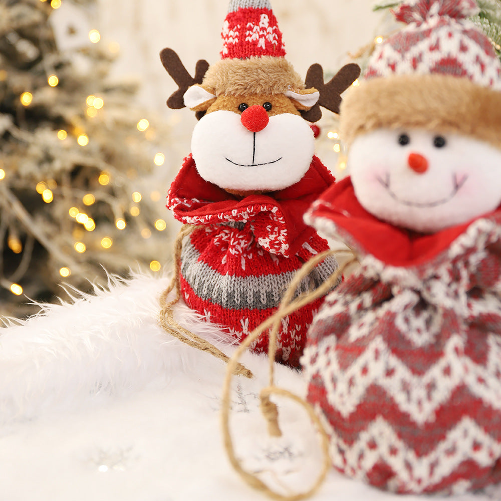 3D Knitted Christmas Doll Apple Bag | Santa, Snowman, Reindeer Candy Pouch | Festive Drawstring Gift & Decor eprolo