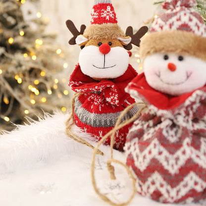 3D Knitted Christmas Doll Apple Bag | Santa, Snowman, Reindeer Candy Pouch | Festive Drawstring Gift & Decor eprolo