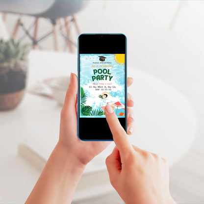 Pre-K Graduation Pool Party Invitation Template - CreativeRino