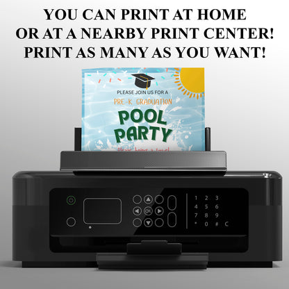 Pre-K Graduation Pool Party Invitation Template - CreativeRino