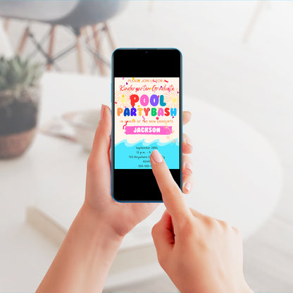 Kindergarten Graduation Pool Party Invitation Template - CreativeRino