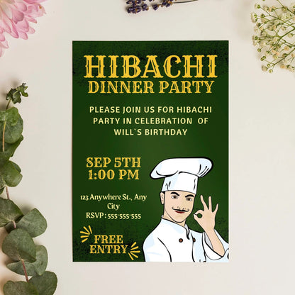 Hibachi Dinner Birthday Party Invitation Template CreativeRino