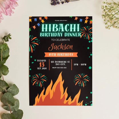 Hibachi Birthday Invitation Template CreativeRino