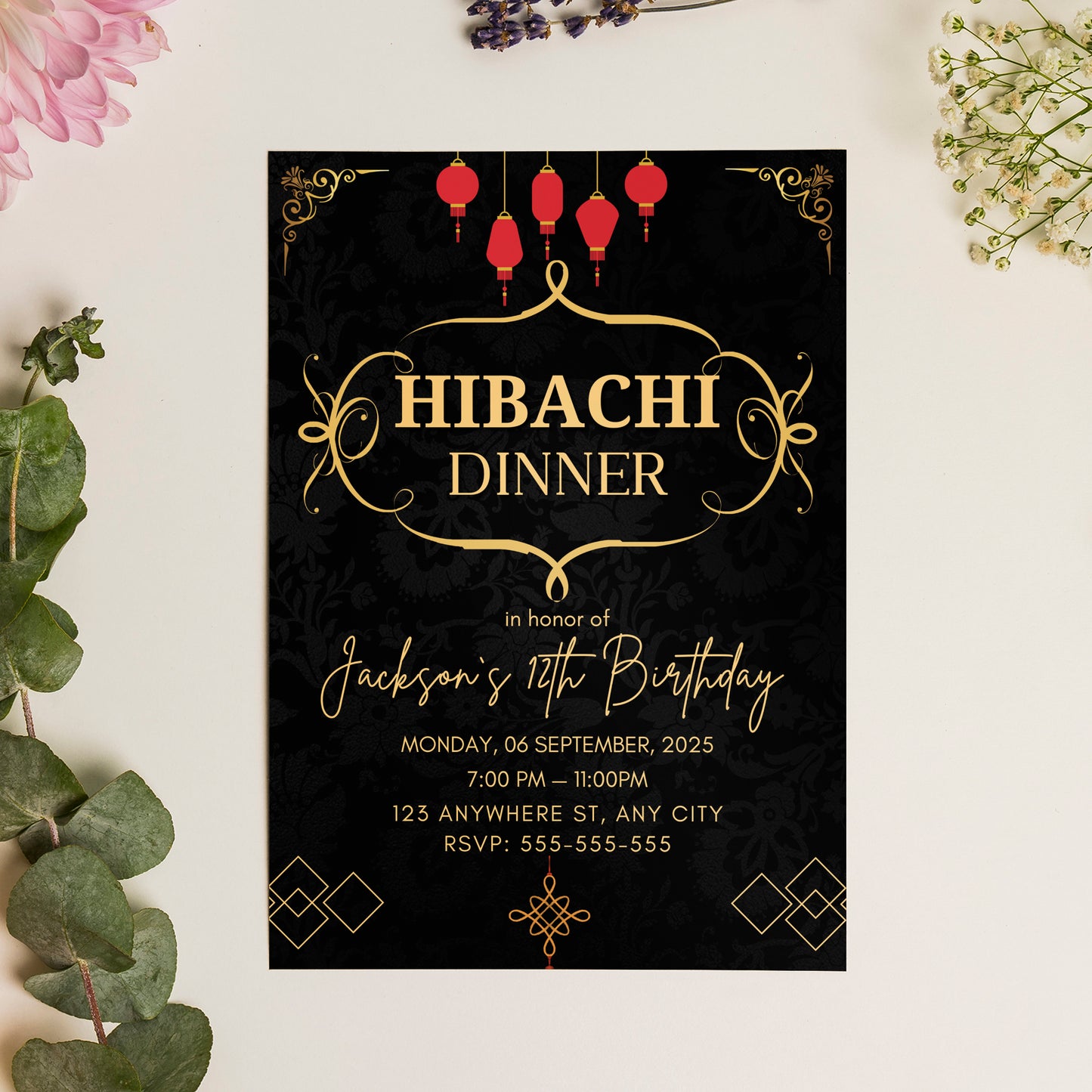 Hibachi Dinner Birthday Invitation Template