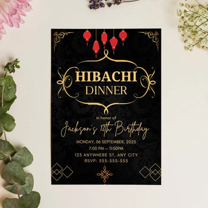 Hibachi Dinner Birthday Invitation Template CreativeRino