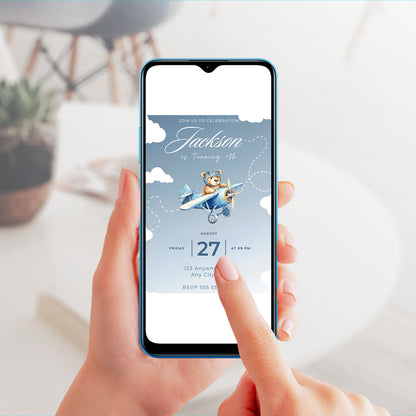 Airplane Birthday Invitation Template - CreativeRino