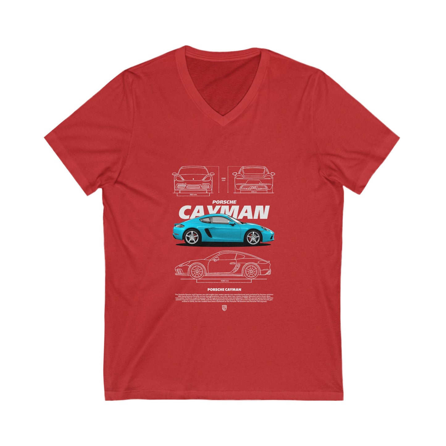Porsche Cayman Graphic V-Neck Tee - Car T-Shirt - CreativeRino