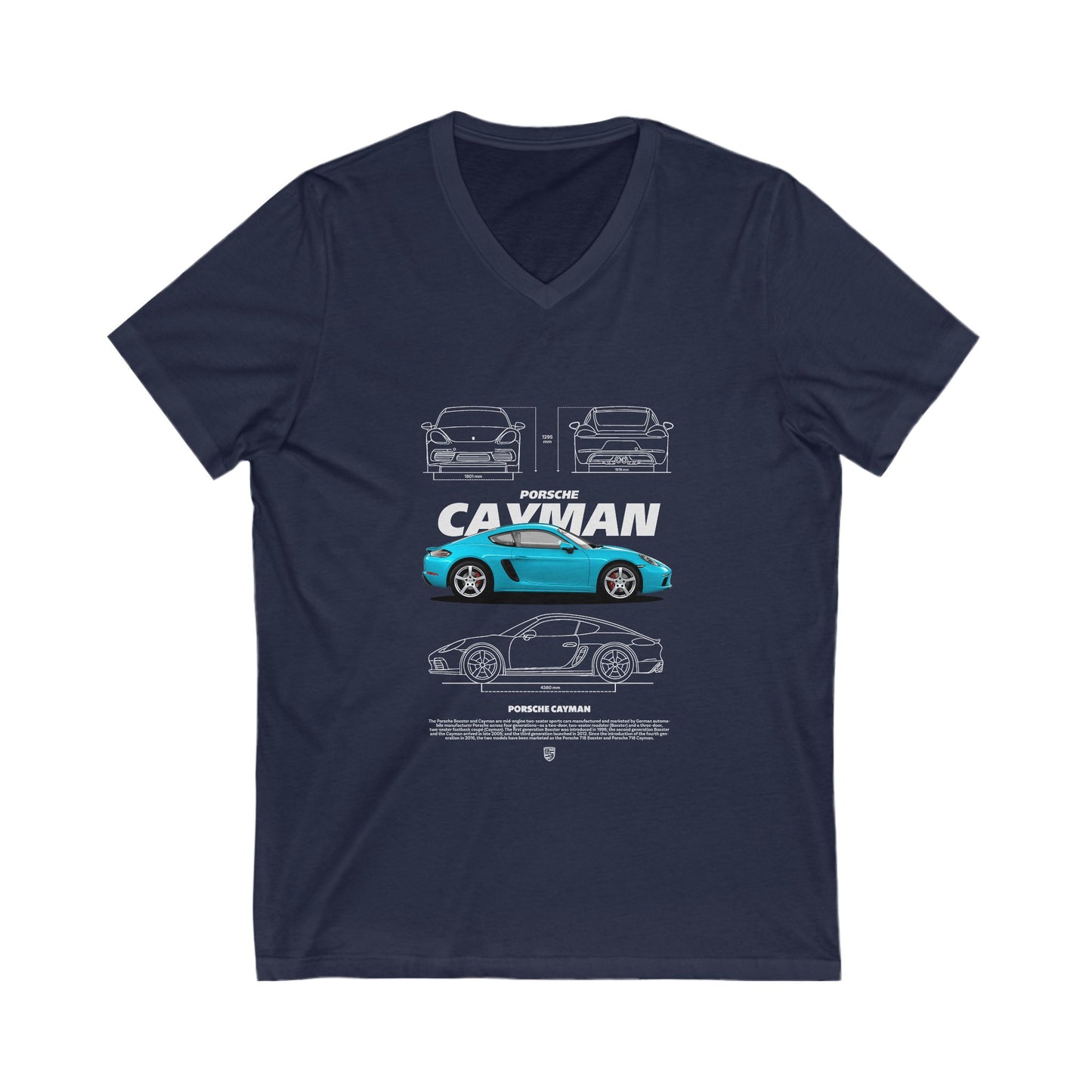 Porsche Cayman Graphic V-Neck Tee - Car T-Shirt - CreativeRino