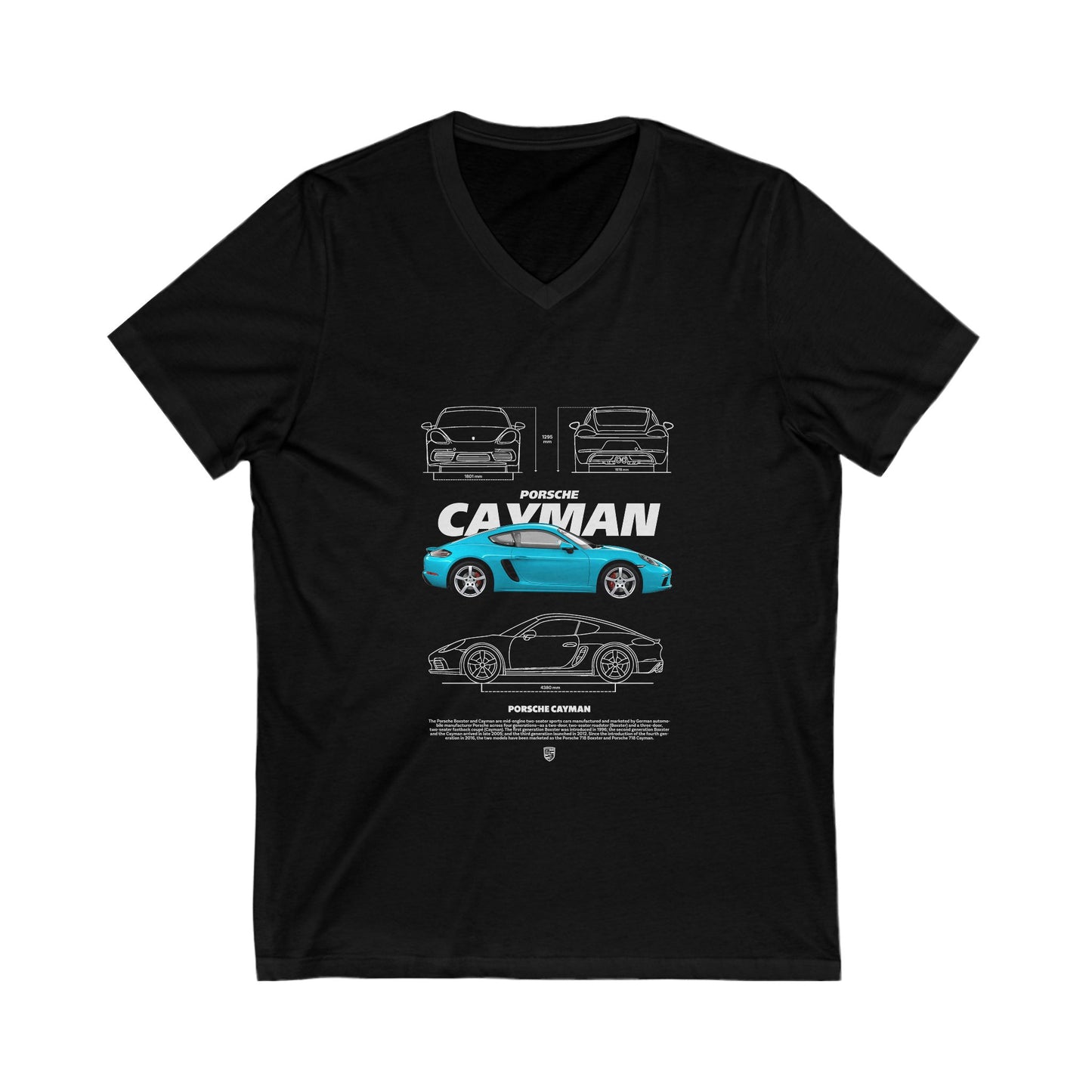 Porsche Cayman Graphic V-Neck Tee - Car T-Shirt - CreativeRino