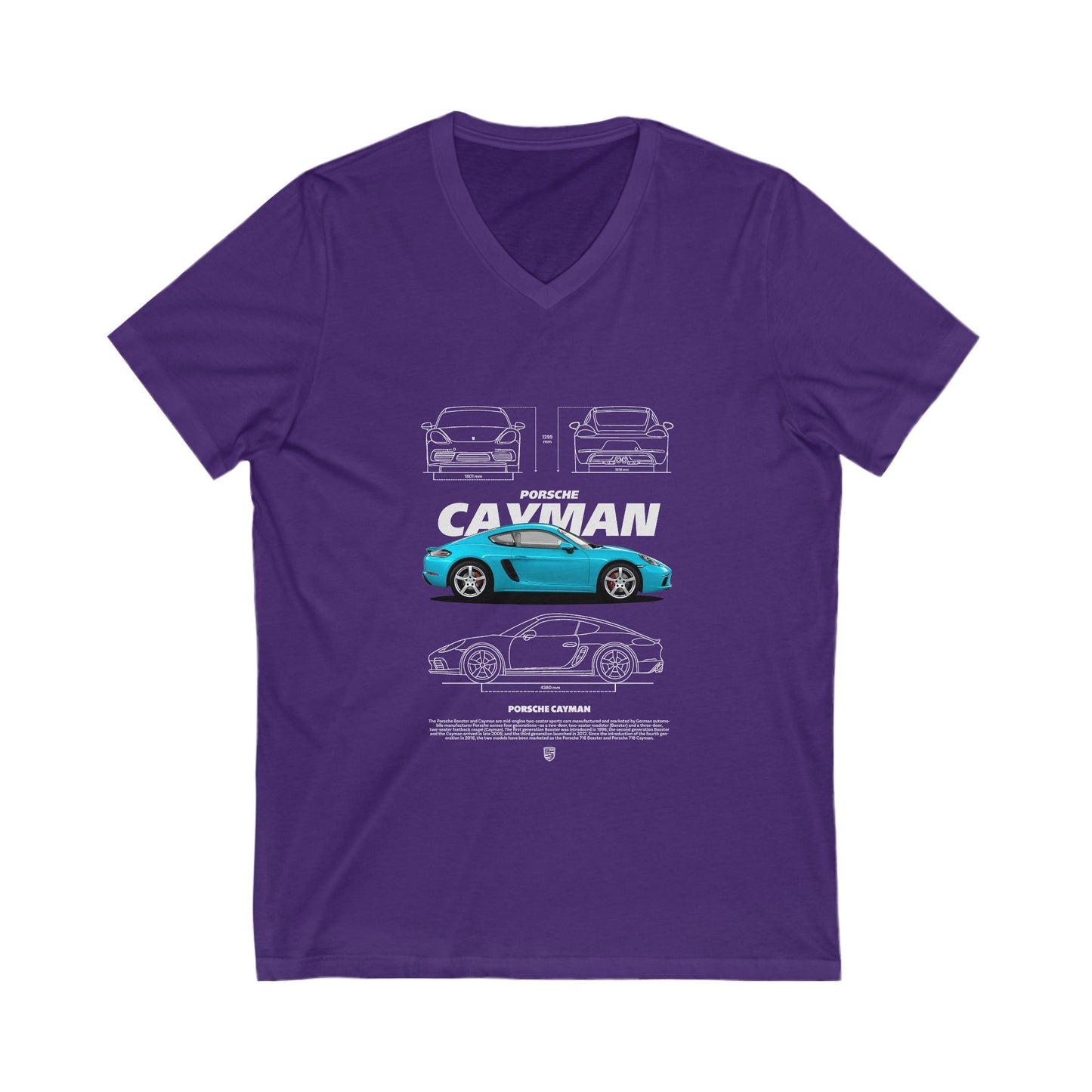 Porsche Cayman Graphic V-Neck Tee - Car T-Shirt - CreativeRino