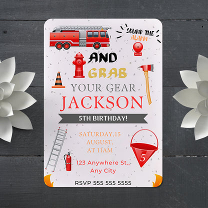 Fire Fighter Birthday Invitation Template - CreativeRino