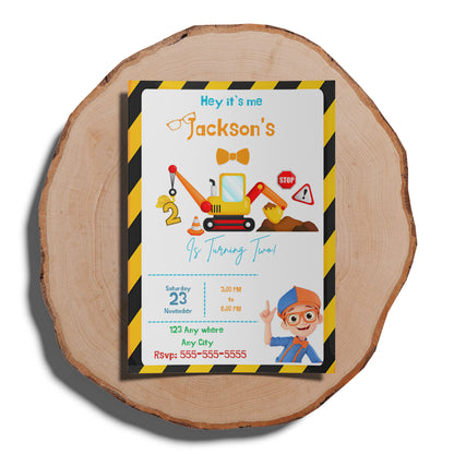 Blippi  Birthday Invitation Template - CreativeRino