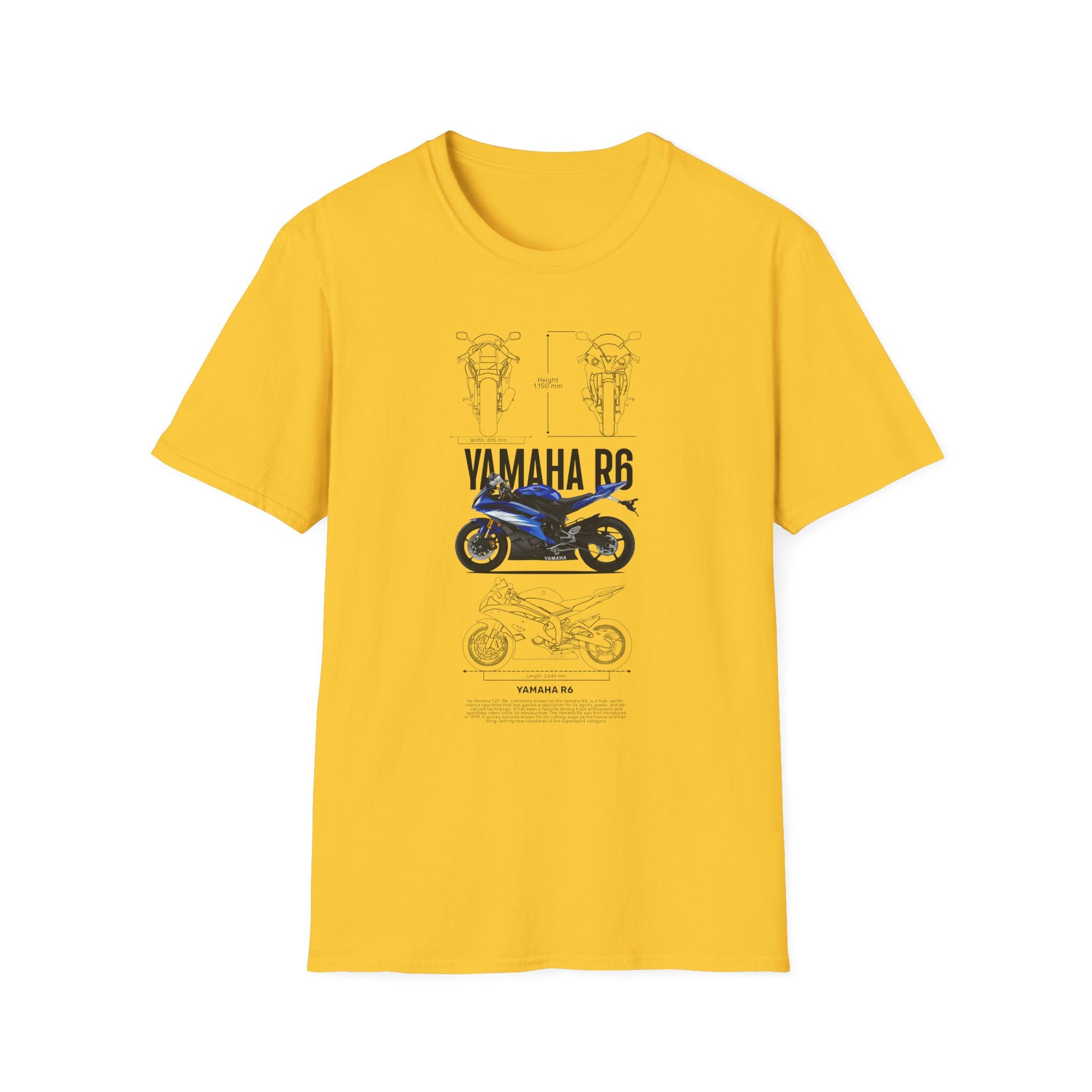 Yamaha R6 Motorcycle Softstyle T-Shirt for Riders - CreativeRino